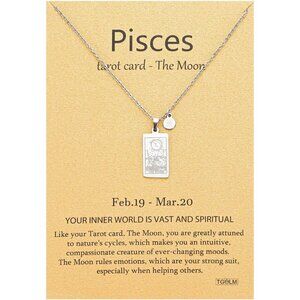 14k Gold Plated Zodiac Sign with Tarot Card Pendant Necklace Birthday Gift for W